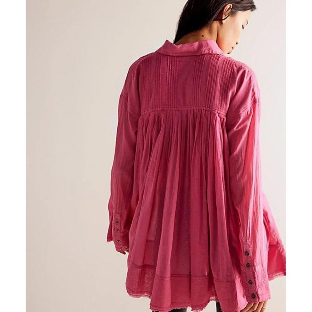 Free People We The Free Sheer Swing Shirt Pink XS